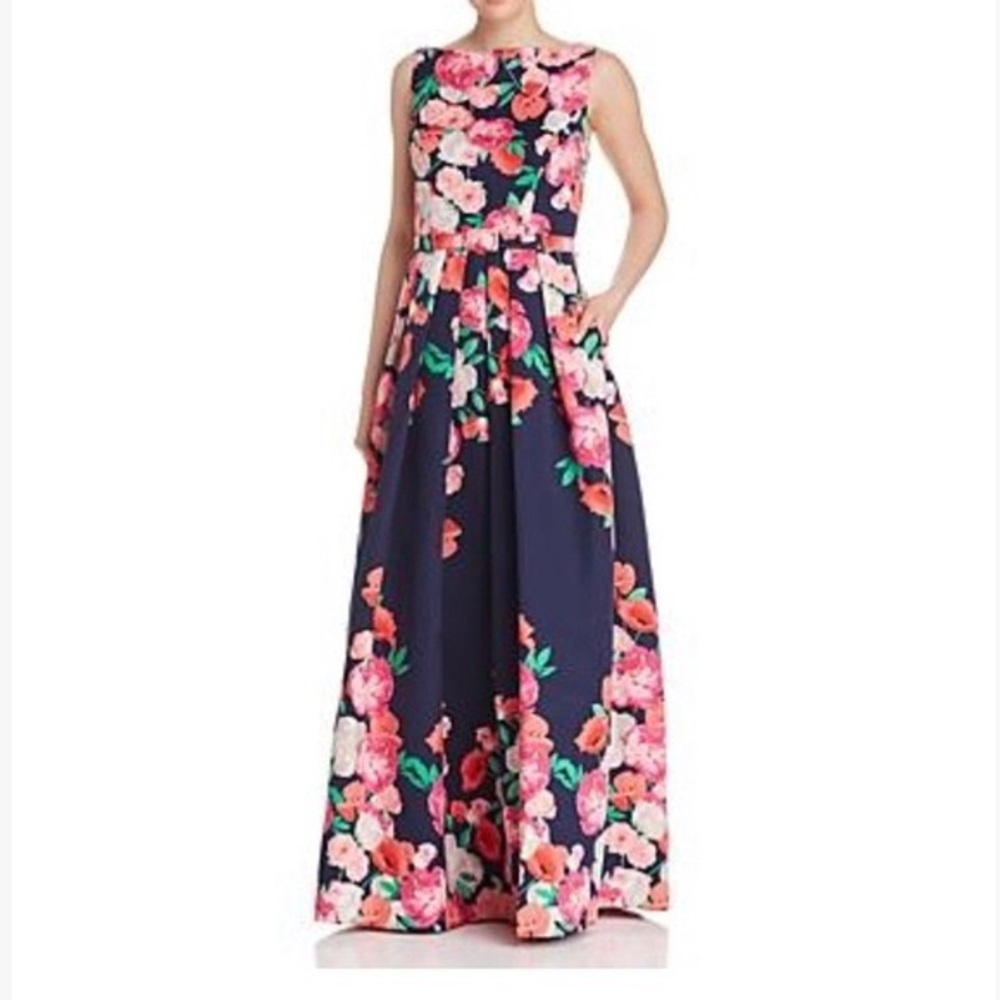 Elise J floral belted sleeveless maxi dress